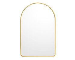 Luxaliving Half-Ovale Wandspiegel – Goud – 90x60 cm – Moderne Spiegel voor Badkamer of Slaapkamer