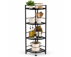 Luxaliving Hoekrek 4-Laags - Metalen Opbergrek - Hoekkast voor Keuken, Badkamer, Woonkamer en Bijkeuken - 33 x 33 x 123 cm - Zwart