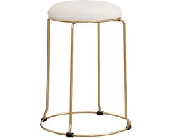 Luxaliving Kruk -krukje -Goud/Beige -Poef - Velvet & Metaal - Ø 29 x H46 cm