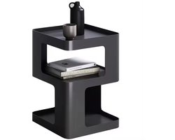 Luxaliving Nachtkastje-Bijzettafel - Geometrische vorm - Bijzettafeltjes Woonkamer-L40xB40xH54 - Zwart Metaal - Industrieel