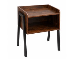 LuxaLiving Nachtkastje Industrieel – Bijzettafel met Opbergvak – Vintage Bruin – Hout & Metaal – 42 x 35 x 52 cm