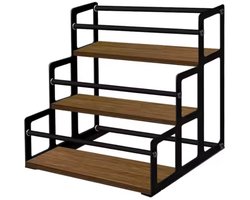 LuxaLiving Opbergrekken – Opbergrek Keuken – Koffiesiroop Plank Organizer – Opbergrek voor Koffiebar & Siroopflessen – 3 Verdiepingen voor 12 Flessen – Wijnrek & Kruidenrek voor Keukenwerkblad