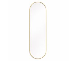 Luxaliving Ovale Passpiegel 160x50 cm – Goud Metalen Frame – Grote Wandspiegel – Staande Spiegel – 5 mm Veiligheidsglas