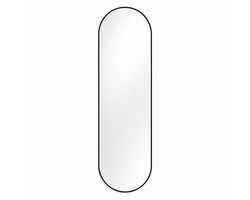 Luxaliving Ovale Passpiegel 160x50 cm – Zwart Metalen Frame – Grote Wandspiegel – Staande Spiegel – Inclusief Ophanghaken