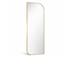 LuxaLiving Passpiegel Staand 160 x 50 cm – Grote Staande Spiegel – Wandspiegel – Gouden Metalen Rand – Slaapkamer & Hal