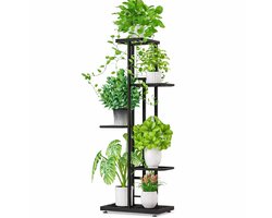 LuxaLiving Plantenstandaard – Plantenrek 5 Laags – Plantentrap – Bloemenrek – Bloemenstandaard – Zwart Metaal – Voor Binnen – 95 cm