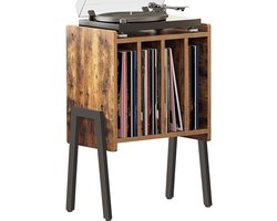 Luxaliving Platenspeler Meubel – Vintage Bruin – 45×30×66 cm – LP Opbergkast met Vinyl Rek – Platenkast