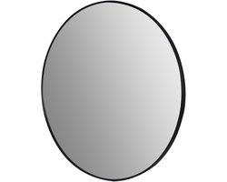 Luxaliving Ronde Wandspiegel 80 cm – Zwart Metaal – Veiligheidsglas – Modern Design voor Hal, Badkamer of Woonkamer"