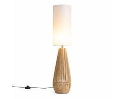 LuxaLiving Vloerlamp Boho Rotan – 130 cm – Staande Lamp met Stoffen Kap – Natuurlijke Beige Vloerlamp – Warme Sfeerverlichting voor Woonkamer & Slaapkamer