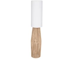 Luxaliving Vloerlamp Boho Rotan – Staande Lamp met Stoffen Kap – Natuurlijke Beige Vloerlamp voor Woonkamer & Slaapkamer – Warme Sfeerverlichting -130 cm