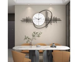 Luxaliving Wand klok - Moderne Wandklok | Stille Quartz Uurwerk & Luxe Design zwart - wit | 36 x 80 cm