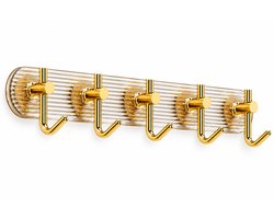 Luxaliving Wandkapstok Goud – 5 Haken – Zelfklevend Zonder Boren – Handdoekhouder Badkamer – Wandhaak – 38 cm