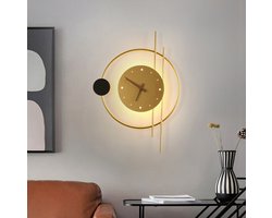 Luxaliving Wandklok – Led -Moderne Gouden Klok -Muurklok Goud -Wandklok Goud Metaal zonder cijfers - Rond 50cmmet de meegeleverde afstandsbediening