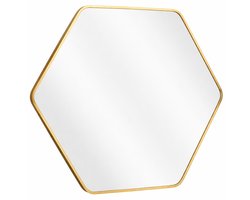 Luxaliving Wandspiegel Goud 70x80 cm – Gouden Spiegel – Hexagon Zeshoekige Wandspiegel – Badkamer & Woonkamer