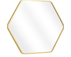 Luxaliving Wandspiegel –Gouden Hexagon Spiegel 70x80 cm – Badkamer Spiegel – Zeshoekige Wanddecoratie – Modern & Industrieel Design