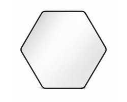 Luxaliving Wandspiegel Zwart 70x80 cm – Zwarte Spiegel – Hexagon Zeshoekige Wandspiegel – Badkamer & Woonkamer