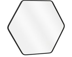 Luxaliving Wandspiegel – Zwarte Hexagon Spiegel 70x80 cm – Badkamer Spiegel – Zeshoekige Wanddecoratie – Modern & Industrieel Design