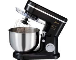 Luxari Keukenmachine – Incl. Spatscherm, 3 Opzetstukken – 6 Snelheden - 6L Mengkom - 1500W - Keukenrobot - Foodprocessor - Keukenmixer - Zwart