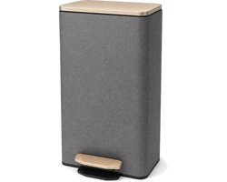 Luxavia Lyra Lederen Prullenbak met Pedaal 30 Liter - Bruin Pedaalemmer - Warm Cognac Afvalbak Keuken - Soft-Close - RVS