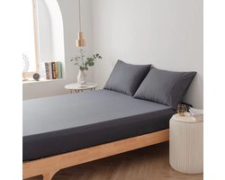 Luxdream Hoeslaken 200x200 - 100% Egyptisch Katoen - Grijs Fitted Sheet - 1 Persoons - Zacht en elegant - 200x200x25cm