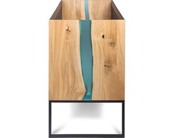 Luxe 2 delige babykamer, handgemaakt, Yappy Loft Commode & ledikant , Industrieel kindermeubilair Eikenhout vloeibaar glas