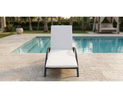 Luxe 2-persoons Ligstoelen Set met Tafel – Zwart Polyrotan Zonne-eiland Tuin Lounge Set – Verstelbare Rugleuningen – Weerbestendig Outdoor Tuinmeubilair met Kussens – Terras Relax Set Industrohome