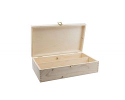 Luxe 2-vaks houten kist met slot, scharnieren en gratis houtwol – Geschenkdoos voor wijn