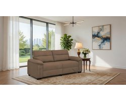 Luxe 2-zits bank 140 cm - Comfortabele stoffen bank met robuust houten en metalen frame - Modern design voor woonkamer, lounge & TV - slaapkamer in Bruin, Grijs, Taupe en Meer Casa Serena