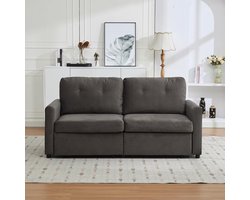 Luxe 2-Zits Bank met Opberglades – Moderne Sofa met Stof Bekleding en Comfortabele Rugleuning – Donkergrijs, Minimalistisch Design voor Woonkamer en Appartement UrbanHome