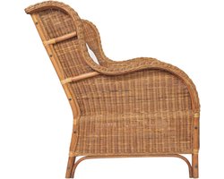 Luxe 2-Zits Rattan & Linnen Sofa Bed – Lichtbruine Comfortabele Slaapbank voor Woonkamer, Tuin & Patio – Duurzaam, Stijlvol & Multifunctioneel – Rechthoekig, Rechte Armleuningen – Inclusief Kussens – Ca. 140 x 75 x 80 cm