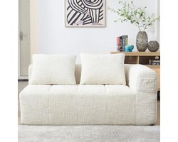 Luxe 2-Zits Slaapbank – Comfortabele Chenille Bank voor Woonkamer met Zijzakken – Beige – Moderne Design Sofa Zonder Montage – Zachte Zitkussens & Knuffelbare Relaxzone UrbanHome