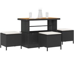 Luxe 3-delige Buiten Barset met Rechthoekige Bartafel & 3 Krukken – Weerbestendig Poly Riet & Comfortabele Polyester Kussens – Modern Getextureerd Ontwerp voor Tuin, Balkon & Patio – Perfect voor Zomer Bijeenkomsten, Dineren & Lounge Gebruik – 110 cm