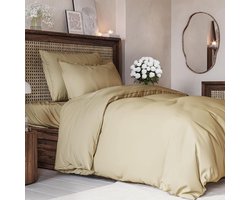Luxe 3-delige Dekbedovertrekset Katoen-Look Beige 240x260 met Twee Kussenslopen
