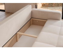 Luxe 3-Zits Slaapbank met Bedlade 244 x 93 cm – Comfortabele Bank met Slaapfunctie 200 x 125 cm – Moderne Woonkamerbank met Opbergruimte & Decoratieve Stiksels – Stevige Houten Frameconstructie