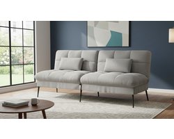 Luxe 3-Zits Slaapbank met Verstelbare Rugleuning – Multifunctionele Futon Hoekbank – Comfortabele Grijze Stoffen Bank – Uitklapbare Gastenbedbank voor Kleine Ruimtes en Studio’s House&Garden