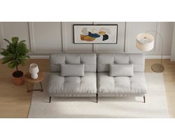 Luxe 3-Zits Slaapbank met Verstelbare Rugleuning – Multifunctionele Futon Hoekbank voor Wonen, Studio’s en Kantoren – Comfortabele Grijze Stoffen Bank – Bella