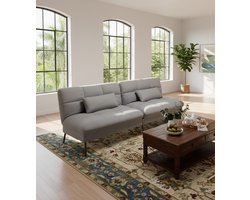 Luxe 3-Zits Slaapbank met Verstelbare Rugleuning – Multifunctionele Hoekbank en Convertible Futon – Comfortabele Grijze Stoffen Bank voor Wonen, Studio’s en Gastenkamers House&Garden