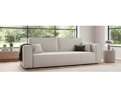 LUXE 3-Zits Slaapbank Ribfluweel Beige – Moderne Bedbank met Opbergruimte, Comfortabel Zit- en Ligoppervlak, 255 x 105 cm UrbanHome