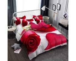Luxe 4-Delige Beddengoedset met 3D Doornige Roos Print - Hoeslaken & Kussenslopen