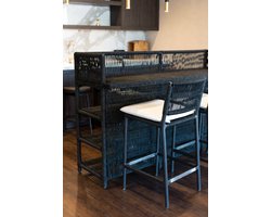 Luxe 4-delige Tuinbarset Zwart – Rattan Bartafelset met 2 Barkrukken en Comfortabele Kussens – Weerbestendig PE Rotan – Stalen Frame – Voor Tuin, Terras en Balkon – Modern Design Buiten Bar SetGaneey