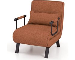 Luxe 4 in 1 Slaapfauteil – Slaapstoel – 5 Posities - Multifunctioneel – Verstelbare Rugleuning – Gewatteerd – Hoogwaardig Materiaal - Bruin