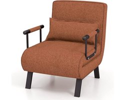 Luxe 4 in 1 Slaapfauteil – Slaapstoel – 5 Posities - Multifunctioneel – Verstelbare Rugleuning – Gewatteerd – Hoogwaardig Materiaal - Bruin