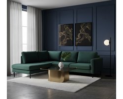 Luxe 4-Zits Hoekbank Links Groen | 195×247×84 cm | Fluweelzachte Velours Bank met Modern Design - Altameubel