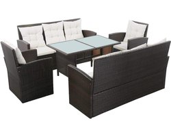 Luxe 5-delige Loungeset Tuinset voor Tuin en Terras - Polyrotan Buitenmeubilair met Kussens