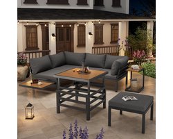 Luxe 5-persoons Modulaire Outdoor Lounge Set met Verstelbare Tafel & Kussens – Tuinmeubel Set Grijs B