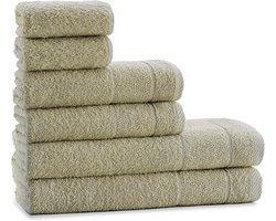 Luxe 6-Delige Handdoekenset 100% Katoen | Saliegroen | Inclusief Handdoeken en Gastendoekjes
