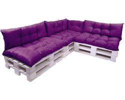 Luxe 7-delige Pallet Kussen Set Donkerpaars – Tuinkussen Set voor Euro Pallets (120x60cm)