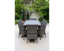 Luxe 7-delige Rotan Tuinset – - 152x96 cm - Tuinset – 6 Persoons Tuinmeubelset - Medahomestore