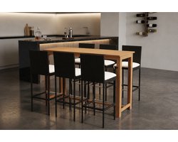Luxe 7-delige Tuinbarset met Kussens en Acaciahouten Tafel – Weerbestendige Rotan Barset voor Buiten, Terras en Balkon – Elegant & Comfortabel | Ganeey