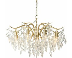 Luxe 9-lichts Kristallen Kroonluchter Transparante Plafondlamp Hanglamp Glas Metaal Klassiek
